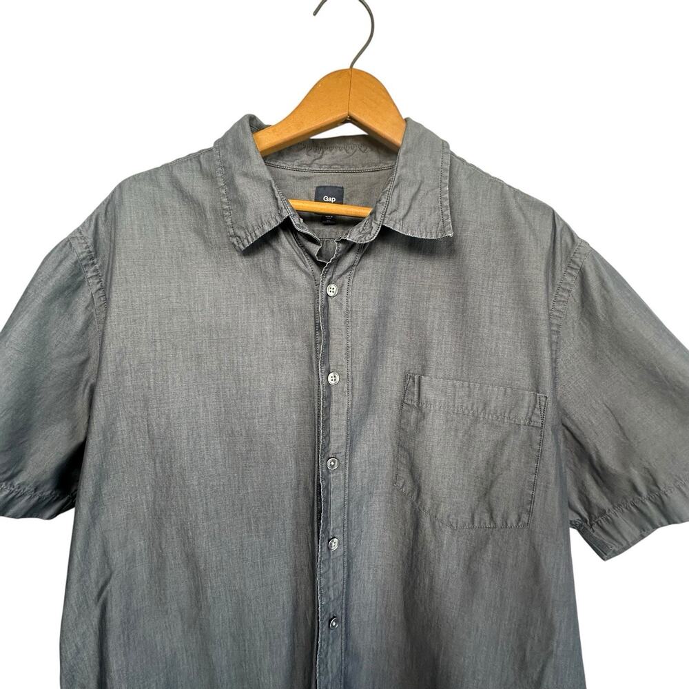 Gap Men’s Preppy Denim Blue 100% Cotton Short Sleeve Button Down Shirt Size XL